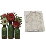 Molde de Silicone Garrafas Decoradas de Flores