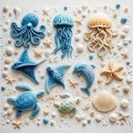 Molde de Silicone Animais do Fundo do Mar / Oceano 10 Cav