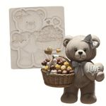 Molde de Silicone Urso Com Cesta Dia dos Namorados