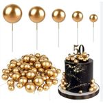 Kit Cake Topper / Topo de Bolo Bolas Perolas Douradas 8 Un