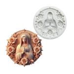 Molde de Silicone Santa Com Flores G