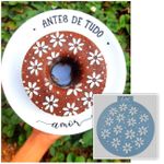 Stencil Para Topo de Bolo - Flores DN89 18cm
