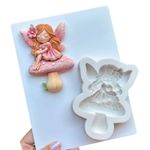 Molde de Silicone Fada Sentada no Cogumelo