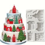 Molde de Silicone Casas Predios Igrejas de Natal