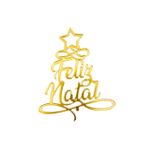 Topo de Bolo Em Acrílico Dourado Tema Natal Escolha 1 Un