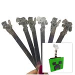 Palitos de Acrílico Tema Minecraft 6 Un Prata