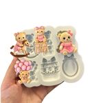 Molde de Silicone Apliques Ursos Ursinhos Menina 6 Cav