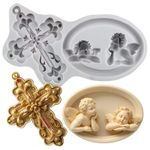 Molde de Silicone Cruz Detalha e Moldura Com Anjos