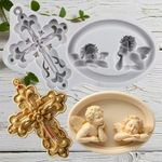 Molde de Silicone Cruz Detalha e Moldura Com Anjos