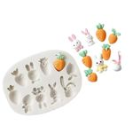 Molde de Silicone Apliques de Coelhos e Cenouras da Páscoa