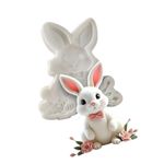 Molde de Silicone Coelho da Páscoa Com Gravata e Flores