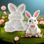 Molde de Silicone Coelho da Páscoa Com Gravata e Flores