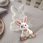 Molde de Silicone Coelho da Páscoa Com Gravata e Flores