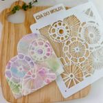 Stencil Flores e Folhas DN6 para Doces e Bolos Artesanato