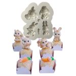 Molde de Silicone Mini Coelhos da Páscoa 6 Cav