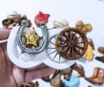 Molde de Silicone Roda de Carroça e Ferradura Cowboy