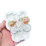 Molde de Silicone Bicicletas Com Flores 2 Cav