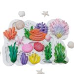 Molde de Silicone Algas e Corais do Fundo do Mar 12 Cav