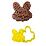 Cortador e Marcador Coelho Feliz Páscoa 5cm