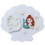 Molde de Silicone Sereia Baby 1 Fundo do Mar
