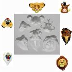 Molde de Silicone Rostos Personagens do Rei Leão 5 Cav