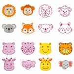 Kit Stencil Rostos Animais do Safari e Bosque
