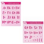 Kit Stencil Alfabeto Cursivo Letras Maiúsculas e Minúsculas