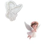 Molde de Silicone Mini Anjo Anjinha Com Coroa de Flores