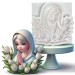 Molde de Silicone Santa Com Flores Orando