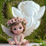 Molde de Silicone Anjo Anjinho Com Coroa de Flores