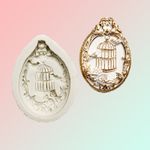 Molde de Silicone Gaiola de Pássaros em Moldura