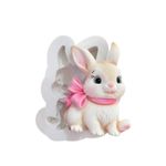 Molde de Silicone Coelho da Páscoa Com Laço Rosa