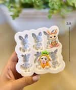 Molde de Silicone Apliques Coelhos da Páscoa Baby 6 Cav