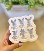 Molde de Silicone Apliques Coelhos da Páscoa Baby 6 Cav