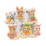 Molde de Silicone Apliques Coelhos da Páscoa Baby 6 Cav