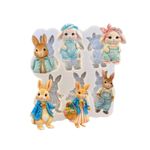 Molde de Silicone Apliques Páscoa Coelhos Peter Rabbit 6 Cav