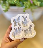 Molde de Silicone Apliques Cesta Coelhos da Páscoa 4 Cav