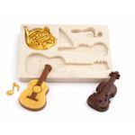 Molde de Silicone Instrumentos e Notas Musicais 4 Cav