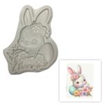 Molde de Silicone Coelho da Páscoa Com Flores