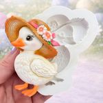 Molde de Silicone Pato Patinho Com Chapéu  