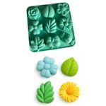 Forma de Silicone Flores Folhas e Laços 9 Cav