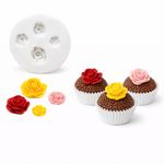 Molde de Silicone 4 Rosas para Decorar