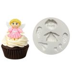Molde de Silicone Menina Anjo com Asas Religião Para Decorar
