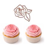 Marcador de Acrilico Rosa Com Folhas para Decorar Doces