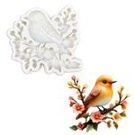 Molde de Silicone Passarinho e Flores Tropical Passaro Doce