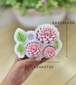 Molde de Silicone Flores e Folhas Dalia para Doces e Bolo