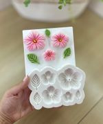 Molde De Silicone Flores E Folhas Petunia Para Doces E Bolo
