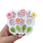 Molde de Silicone Flores e Folhas Jardim  para Doces Finos
