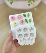 Molde de Silicone Flores e Folhas Jardim  para Doces Finos