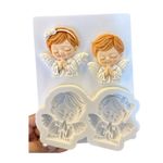 Molde De Silicone Casal de Anjos Resando 1 Comunhão Religião